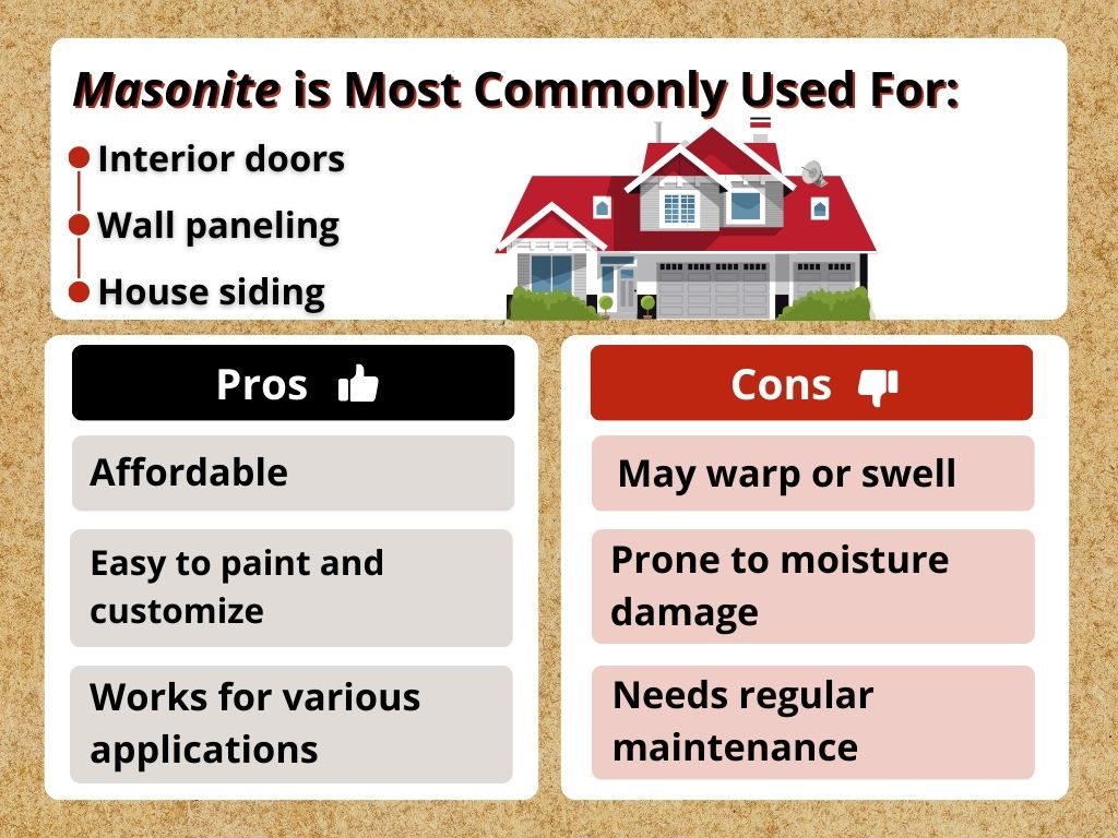 masonite is affordable but not quite as durable or long-lasting as other materials