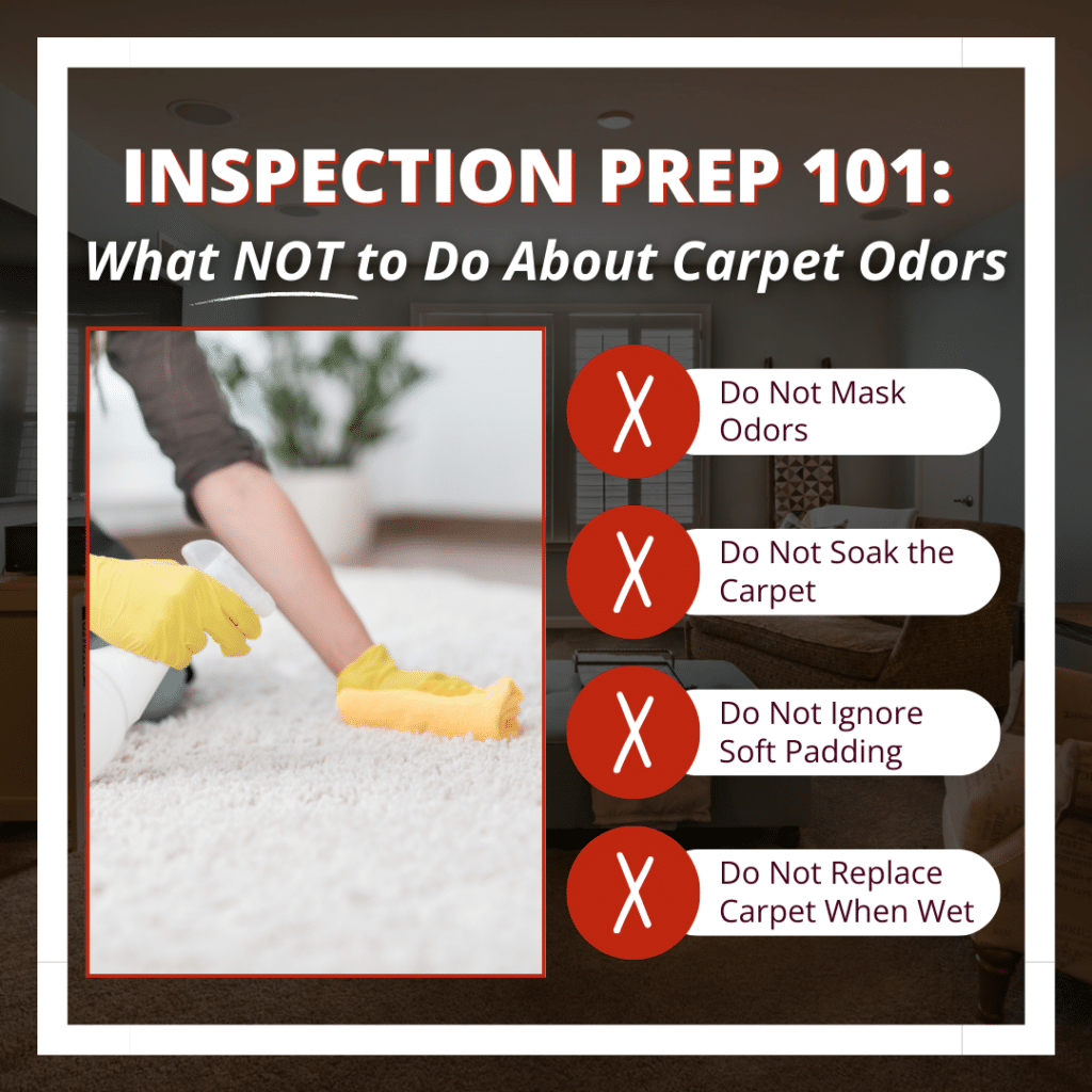 what not to do about carpet odors before an inspections